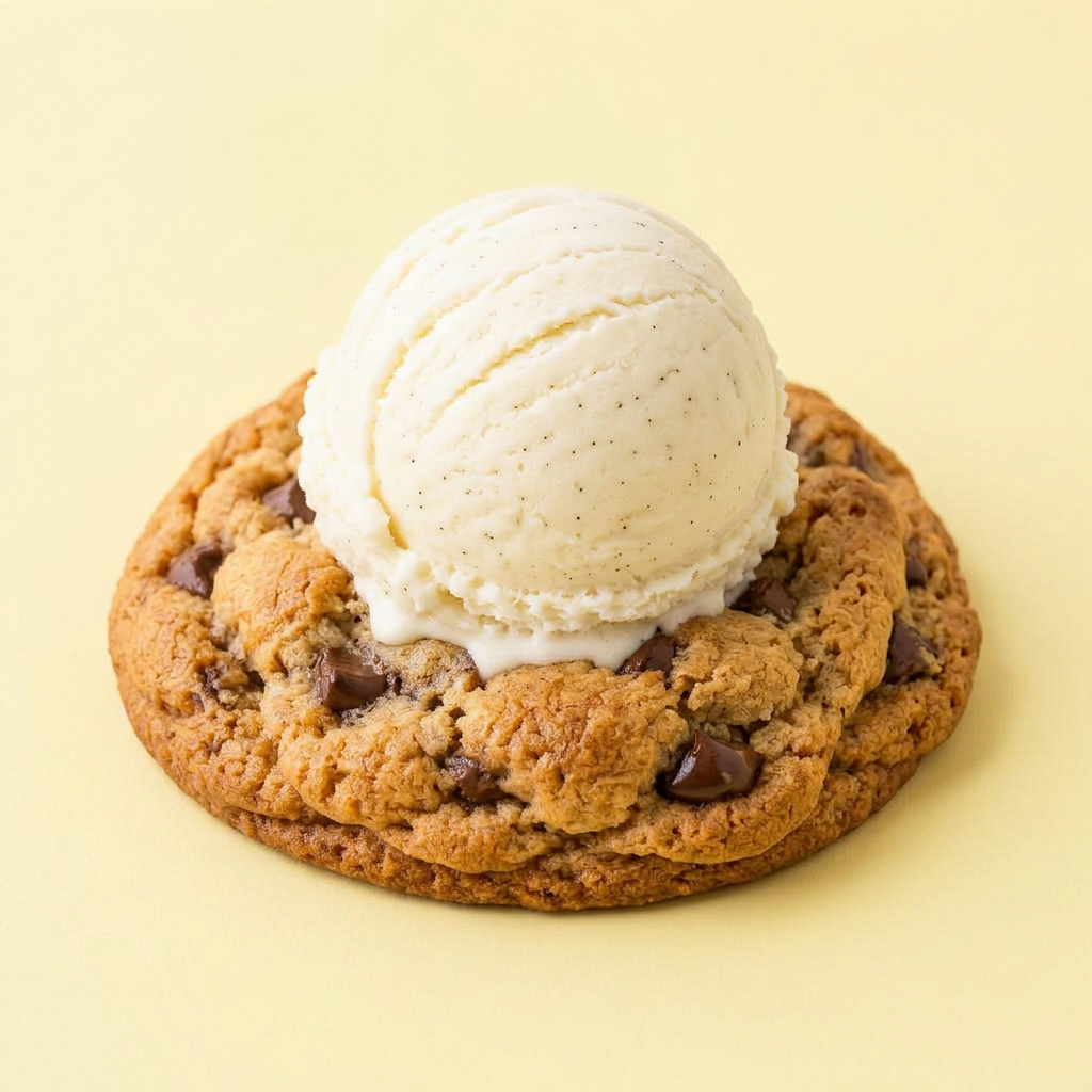 American cookie met vanillegelato — gegenereerde productfoto