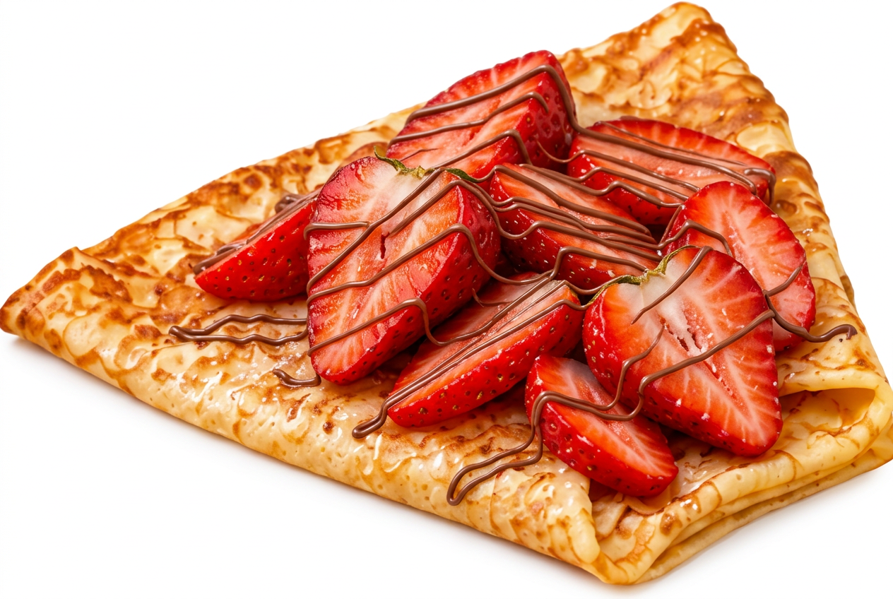 Crêpe met aardbeien en Nutella — gegenereerde productfoto